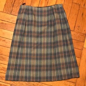 Chic Plaid Pencil Skirt in Blue and Green